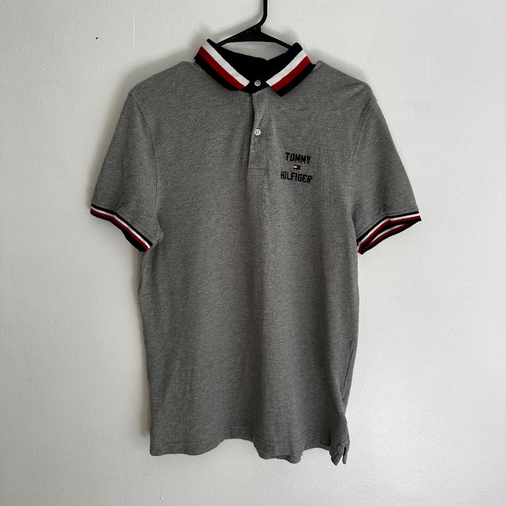 Short sleeve grey Tommy Hilfiger polo for men